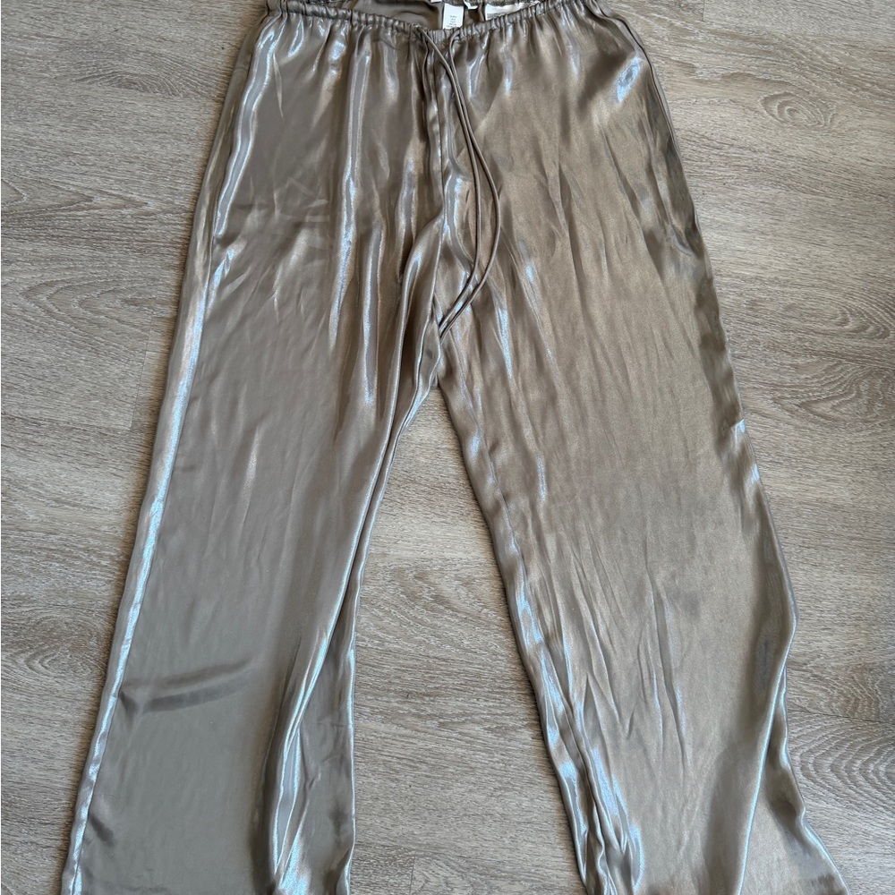 Women’s Satin Drawstring Pants - grey/green